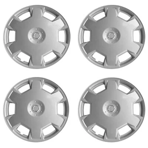 1017 Universal Wheel Cover ABS Wheel Skins Set Hub Caps Silver 15'' -Set of 4 - Picture 1 of 2