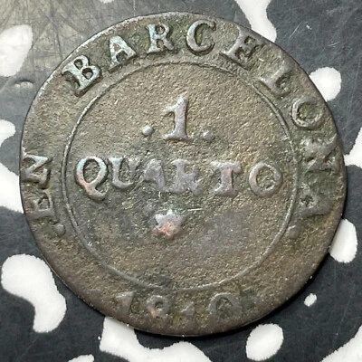 Lote de 1 cuarto España Barcelona 1810 #MK346 Foto 1 de 2