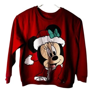 Felpa Disney Minnie Jolly Minnie pile manica lunga taglia 1X rossa nuova con etichetta - Foto 1 di 7