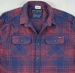 NUEVA Camisa Para Hombre XL Rojo Azul Franela a Cuadros Leñador Ajuste Peso Pesado de Superdry - Imagen 1 de 16