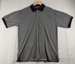 Oleg Cassini Shirt Mens XL Black Short Sleeve Polo Diamond Pattern Vintage - Picture 1 of 5