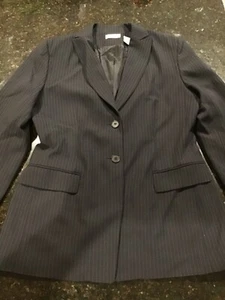 ANN TAYLOR Black and Gray Pin Stripes  Suit Jacket Size One Tiny Flaw - Picture 1 of 11