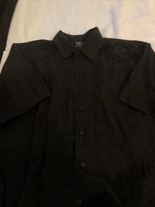 VTG Avidez Classics Embroidered Black Shirt XL Cotton Poly Blend Western Black - Picture 1 of 5