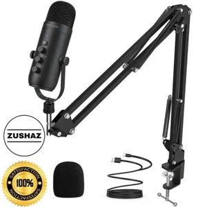Professional USB Streaming Podcast PC Microphone Studio Cardioid Condenser Mic - Picture 1 of 10