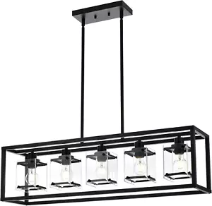 5-Light Dining Room Light Fixtures Linear Pendant Light Kitchen Island Lighting - Picture 1 of 7
