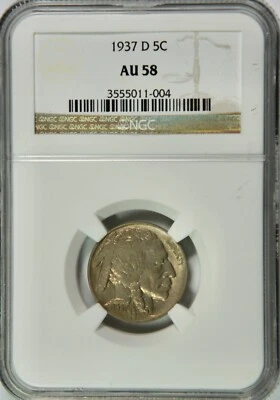 1937-D Buffalo Nickel 5c – NGC AU58 – for a Circulated Coin Everyman’s Set - Image 1 of 4
