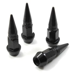 4 Black Aluminum Metal Spike Wheel/Tire Valve Stem Car-Truck Air Caps Covers - Picture 1 of 3