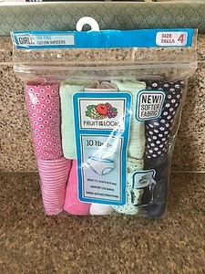 NEW Fruit of the Loom Girls' Tag-Free 10-Pack Cotton Hipsters Size 4 Underwear - Picture 1 of 8