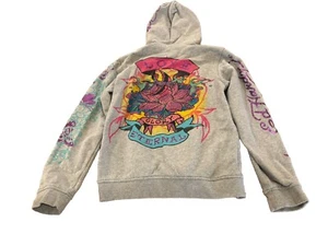 Ed Hardy by Christian Audigier Multicolor Hoodie Zip Jacket Size 14 - Picture 1 of 2
