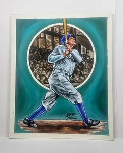 1983 Babe Ruth Original Painting by Joseph Catalano 9 x 11 New York Yankees A - Picture 1 of 5