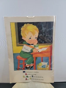 Mother Goose Nursery Rhyme Illustration Ruth E Newton Boy In School Math - Picture 1 of 6