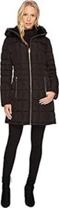 Calvin Klein Women's Puffer Mid-Length with Knit Side Detachable Fur Trimmed Hoo - Picture 1 of 1