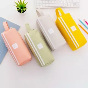 Large Capacity Canvas Double Layer Pencil Case Zipper Pen Box Bag Pouch Cute SS - Picture 1 of 15