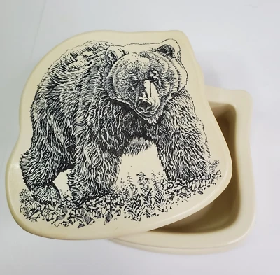 Rustic Black Bear Trinket Jewelry Box Cabin Rustic Lodge Decor Soapstone - Image 1 of 4