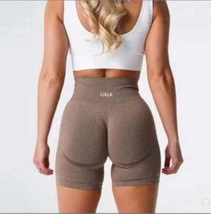 Pantaloncini da allenamento LOLLA donna vita alta senza cuciture sollevamento del culo booty increspato sorriso - Foto 1 di 22