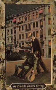 Postcard We Attended a Spiritistic Meeting Drunk Person Comic Theochrom 1911 - Picture 1 of 2