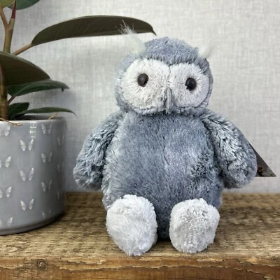 Jellycat Bashful Owl Forest Folk Oak Owl Retired Grey/Silver Woodland Owl 12" - Image 1 of 4