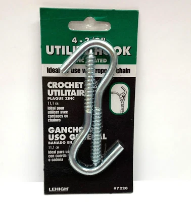 2 ganchos utilitarios de tornillo Lehigh chapados en zinc 4 x 3/8 pulgadas 7220 Foto 1 de 3