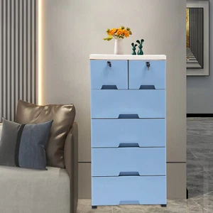 Organizzatore 5 Strati 6 Cassetti Stoccaggio Plastica Armadio Blu Casa - Foto 1 di 16