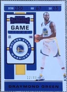 Boleto de juego Panini Contenders 2019-20 púrpura #32 verde Draymond #d/49 envío gratuito - Imagen 1 de 2