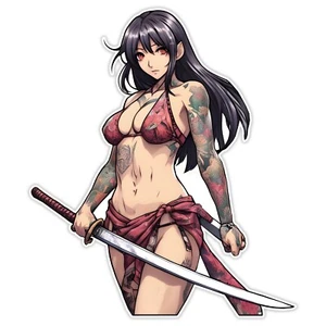 Female Yakuza Sticker Sexy Anime JDM Japanese Samurai Car Vinyl Decal Girl Woman - Bild 1 von 3