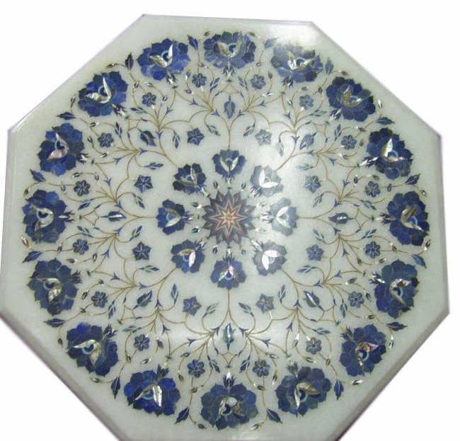 16" Table Top Inlay lapis stones pietra dura Work art handmade home garden Decor - Image 1 of 1