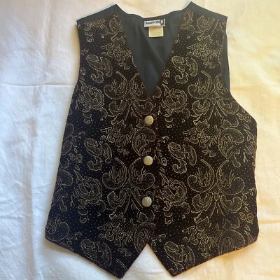 Black And Gold Glitter Vest - Women’s Costume Dance Party Holiday - Image 1 of 2
