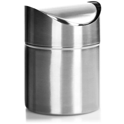 Abfalleimer mit Schwingdeckel, eleganter Tischmülleimer aus Edelstahl - Bild 1 von 4