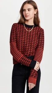 Victoria Beckham 289216 Women's Contrast Elbow Patch Sweater, Bright Red/Navy, S - Picture 1 of 4