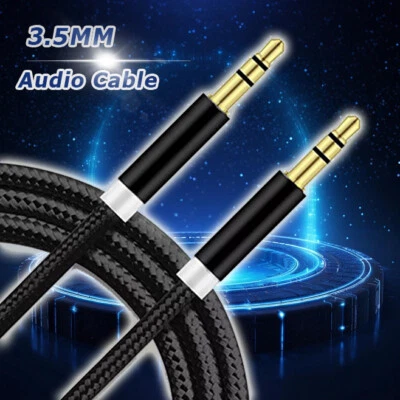 AUX Audio Cable 3.5mm Spiral Coil Gold 1M Cord Male to Male Stereo Jack For Car - Image 1 of 4