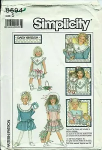 S 8594 sewing pattern Daisy Kingdom DRESS dropped waist & SASH sew UNCUT size 5 - Picture 1 of 1
