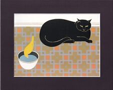 8X10" Matted Print Kitten Cat Art Picture: Will Barnet, Cat and Canary