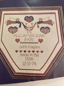 Alma Lynne Made in the USA Cross Stitch Pattern  America Patriotic Birth Sampler