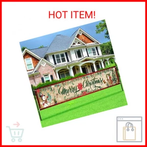 Vintage Christmas Decorations Outdoor Yard Fence Banner Sign, Merry Christmas Sa - Picture 1 of 2