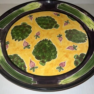 2000 S Purifog - VEGETABLE SERVING PLATTER -Hand Painted Ceramic Platter Vintage - Picture 1 of 5