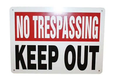 Heavy Duty No Trespassing Sign 14 x 10 - Keep Out Trespassers Warning Aluminum - Image 1 of 4