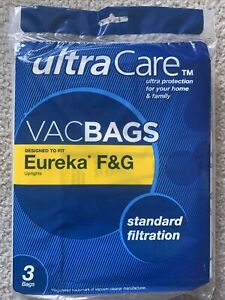Ultra Care Eureka F&G Upright Vacuum Bags 3 count NIP Standard Filtration
