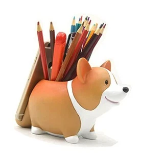 Creative Pen Pencil Holder with Phone Stand Pen Cup Desk Organizer Corgi - Picture 1 of 4