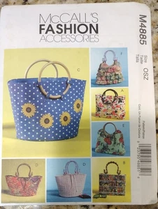 McCalls Sewing Pattern 4885 Purse Totes Bags Uncut - Imagen 1 de 2