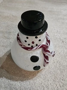 Cappello sciarpa medio stile Kosta Boda studio vetro soffiato pupazzo di neve figura rosso bianco - Foto 1 di 9