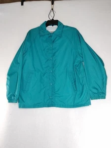 Vintage Rock Creek Casuals Womens Size Large Aqua Button Up Windbreaker NWOT - Picture 1 of 6