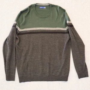 Apt 9 Men’s Merino Wool Blend Crew Neck Sweater Colorblock Size XL Preppy Green - Picture 1 of 7
