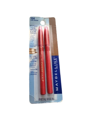 Maybelline Expert Wear Twin Brow and Eye Pencils 104 Light Brown SEALED RETIRED - Image 1 of 4