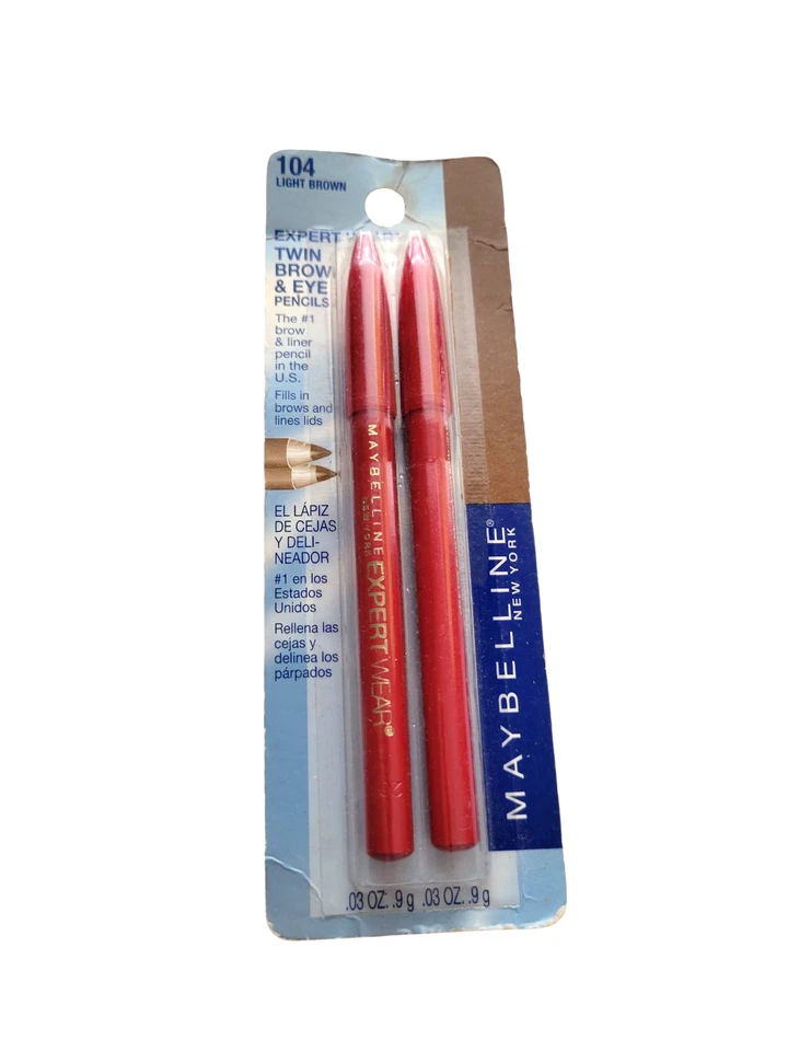 Maybelline Expert Wear Twin Brow and Eye Pencils 104 Light Brown SEALED RETIRED - Image 1 of 4