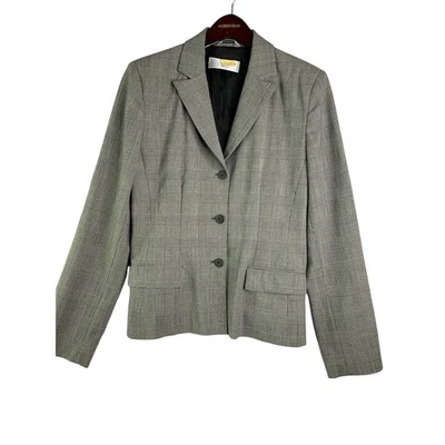 Blazer DKNY City Hecho en Italia Mezcla de Lana Gris Cuadros 3 Botones Carrera Oficina 10 Foto 1 de 4
