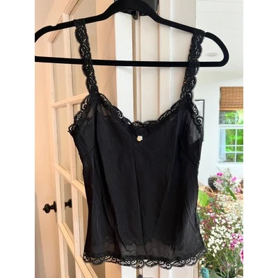 Vintage Olga Nightie Black Satin Cami Top, Small - Image 1 of 4