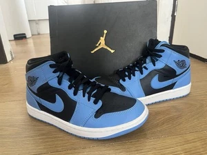 Air Jordan Mid 1 University Blue/Black-White UK6 EUR40 Near Mint Condition - Picture 1 of 9