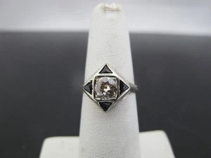 Art Deco 18k Weißgold Alt Europäischer Schliff DIAMANT & SAPHIR Filigran Ring mit GIA - Bild 1 von 10