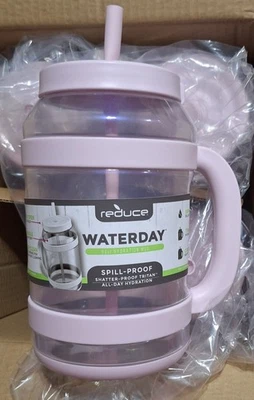 Lote de 4 tazas Tritan Waterday de 80 oz vaso iridiscente rosa claro con pajita Foto 1 de 4