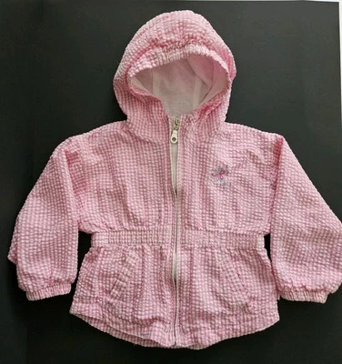 Chaqueta de Primavera De Colección Oshkosh Niñas Pequeñas 2T Seersucker Cuadros Mariposa Cremallera Capucha Foto 1 de 4